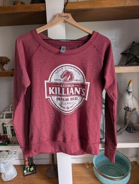 George Killian's Irish Red Lager Beer Maroon Scoop Neck Sweatshirt Size Medium